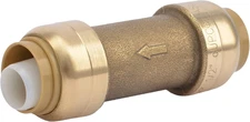 1/2 Inch Check Valve, Push to Connect Brass Plumbing Fitting, PEX Pipe, Copper,
