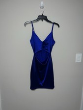 Shiny Mini Royal blue dress with middle cut out Windsor Medium #3902
