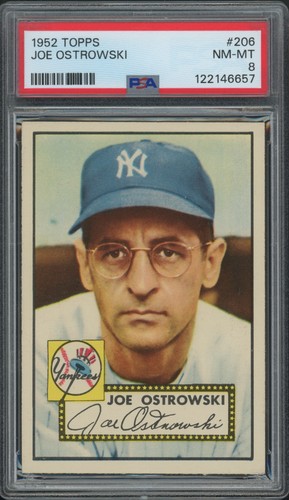 1952 Topps #206 Joe Ostrowski PSA 8 NM-MT D3