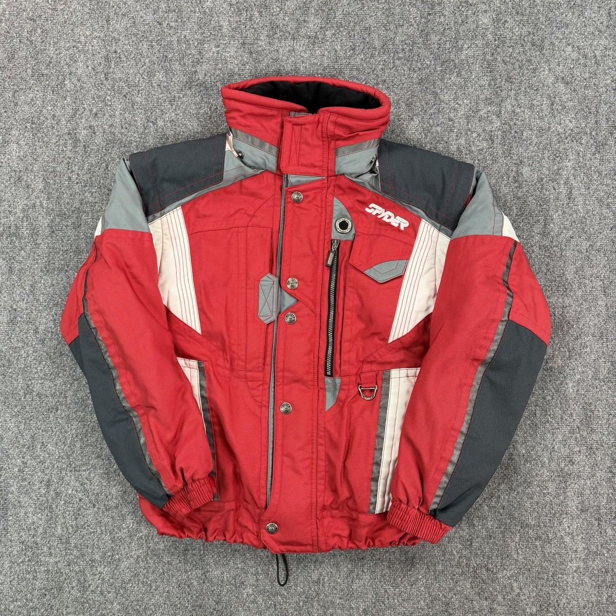 SPYDER フード付きジャケット 赤/グレー Vintage Spyder XT Jacket Mens Small Red Colorblock Thinsulate Ski