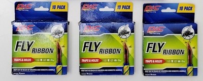 3 PACK Pest Free Fly Ribbon 30 Insect Trap Sticky Ribbons FR10B Indoor Bug PIC