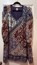 Vince Camuto Long Sleeve Patchwork Floral Scarf Print Dress, Size 14
