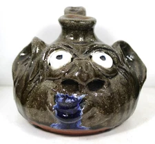 BUGGY  UGLY  FACE JUG   Mike Hanning Folk Art Pottery  GEORGIA   Signed