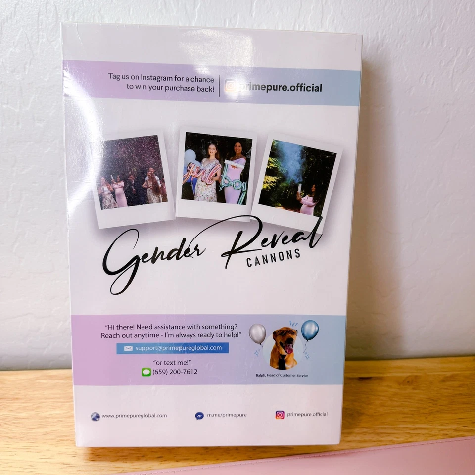 PrimePure Baby Girl Pink Gender Reveal Cannons Party Twist Powder Confetti NEW - Image 2 of 3