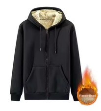 Men's Heavy Weight Sherpa Fleece Lined Hoodie Sweater Jacket - Full Zip - S-XXL