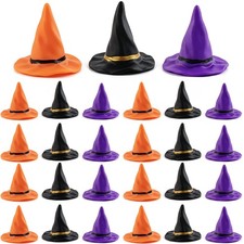 GXXMEI 27PCS Mini Witch Hats for Crafts Small Halloween Plastic Tiny Witch Ha...