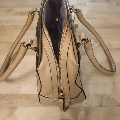 Coach Hampton Medium Satchel J0771-11539 Turnlock Beige Camel Tan