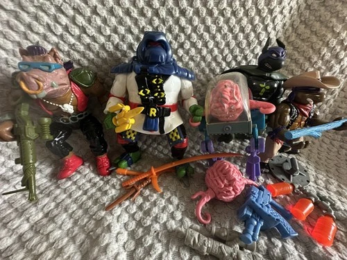 vintage tmnt action figures and accessories lot teenage mutant ninja turtles