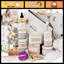 Luxury Spa Gift Set for Women - 15 Piece Lavender Self Care Kit, Birthday Basket