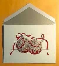 10 Crane + Co Ornaments of Red + Gold Ecru Cards & Star Dream Quartz Luster Env.