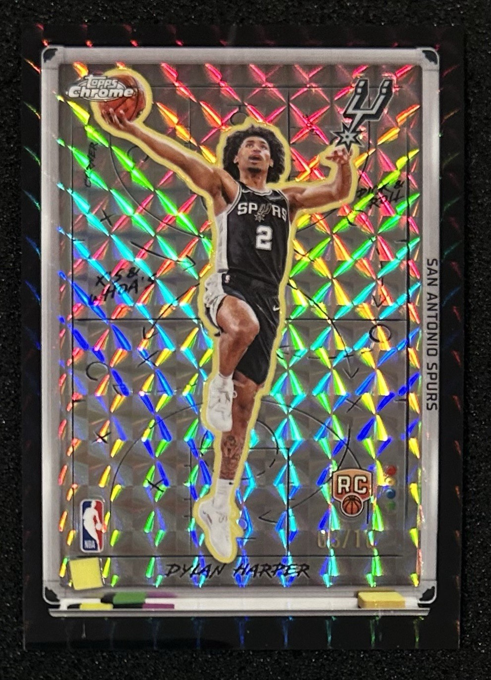 2025-26 TOPPS CHROME DYLAN HARPER ROOKIE X'S & WHOA'S BLACK GEO REF SPURS #3/10
