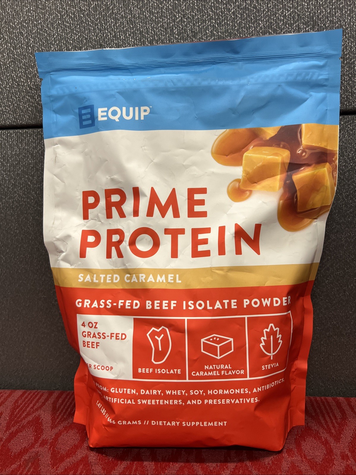 Equip Foods Prime Proteinpulver Clean Grass gefüttert Rindfleischprotein Salted Caramel