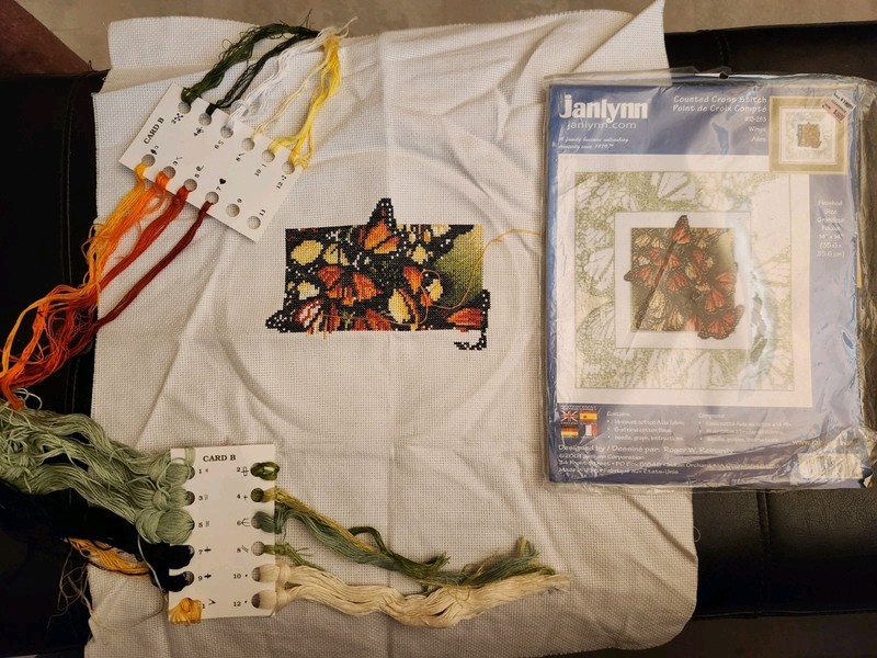 Lot Of 2 Partially Completed Cross Stitch Kits & Patterns