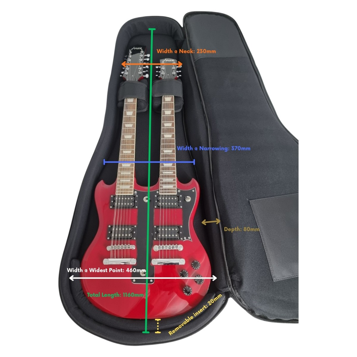 DE20PB 20mm Double Neck Guitar/Explorer-Style Padded Bag | eBay