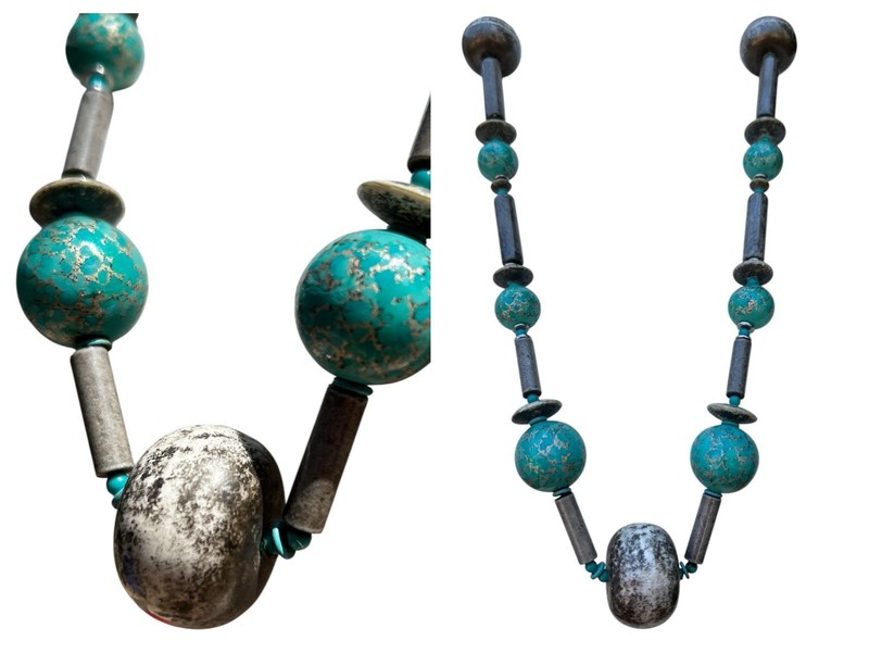 Necklace Native American Turquoise Silver-toned Beading
