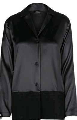 La Perla Silk Essence Collection Silk Pajama Top S Long Sleeves Black Lounge