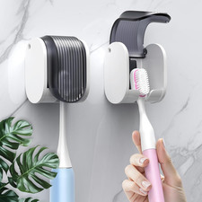 2 Pcs Toothbrush Holders Wall Mounted, Single Slot Design, Shower Self Adhesive