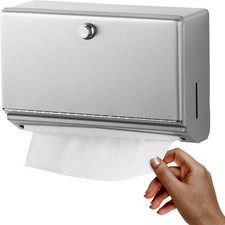 Wall-Mounted Paper Towel Dispenser   Stainless Steel, Holds 200 C-Fold or 275