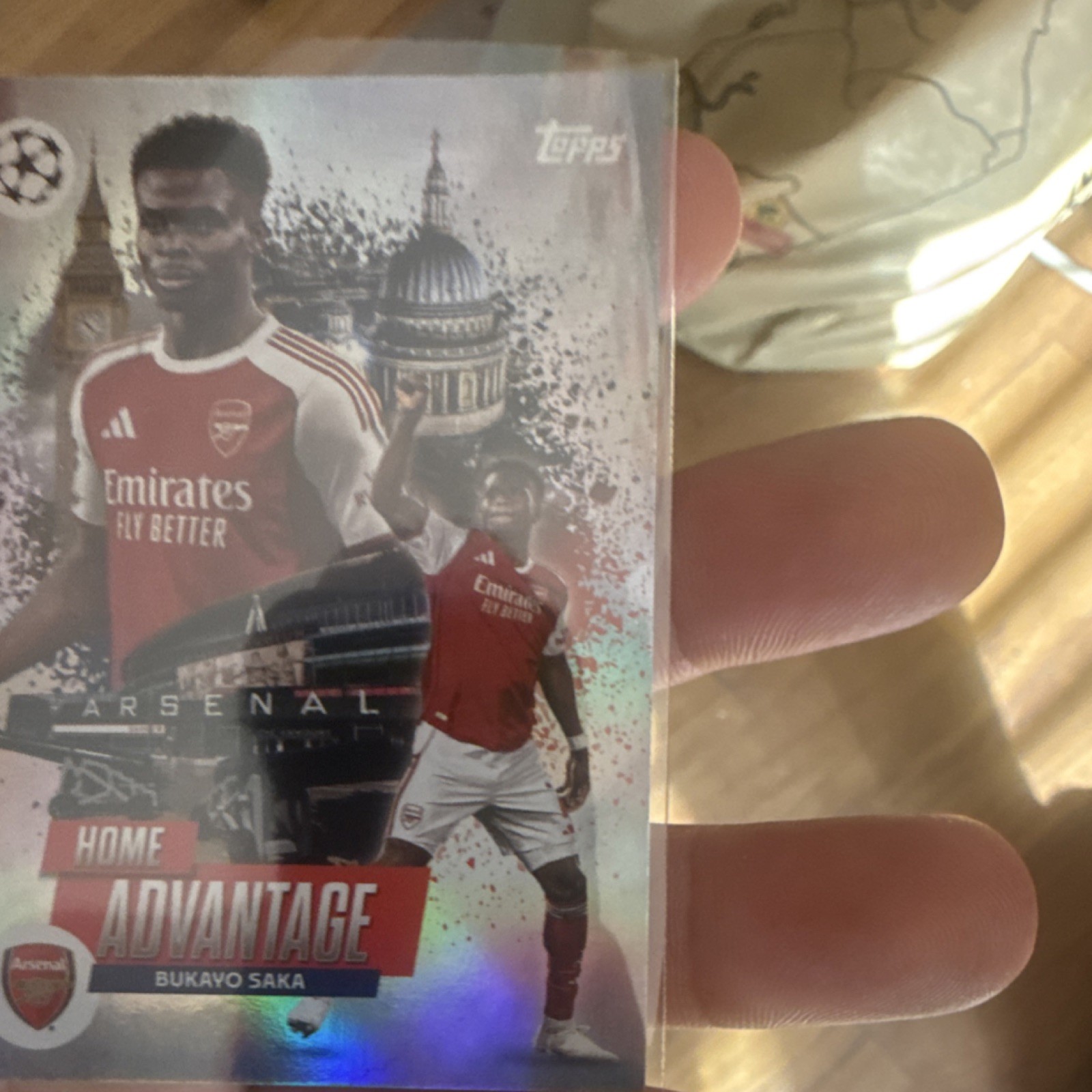 Topps 2023 Home Advantage Bukayo Saka Arsenal UEFA Champions League HP-10 view 3