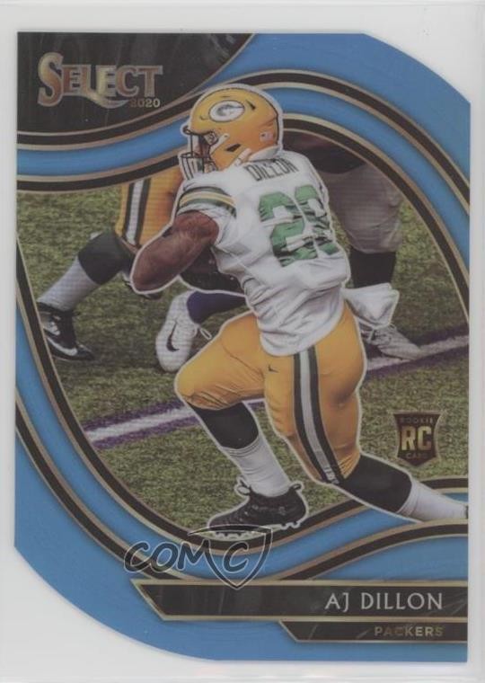 2020 Panini Select Field Level Light Blue Prizm Die-Cut AJ Dillon #365 Rookie RC