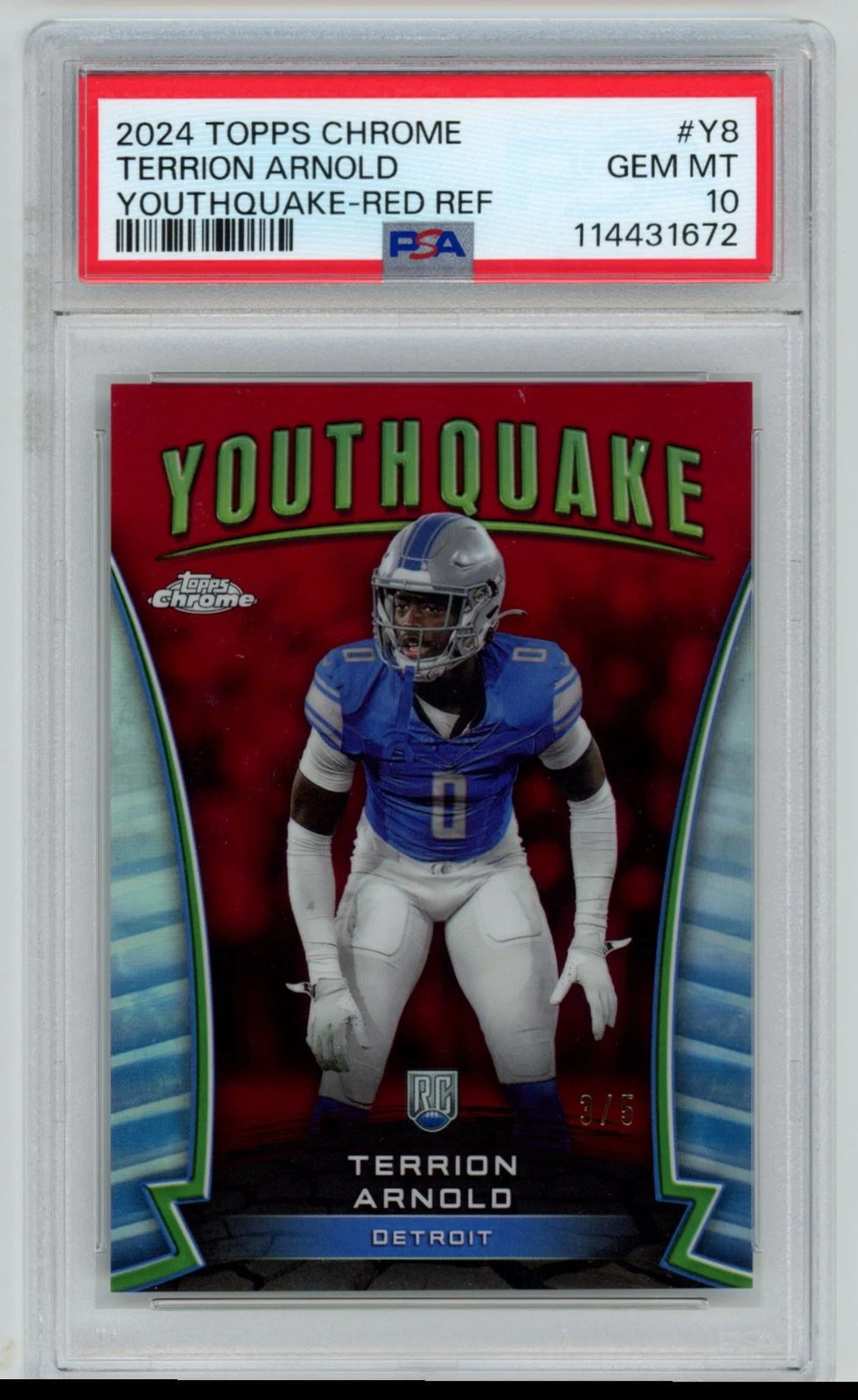 Terrion Arnold Topps Chrome Youthquake #Y8 Red Refractor