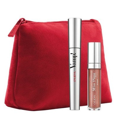 Puppe Kit Vamp! Black & Miss Pupa Gloss Extra Mascara mit Pochette - Estre Volume