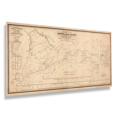 #ad 1858 Mid Atlantic States Baltimore Ohio Railroad Map Antebellum Historic $112.99