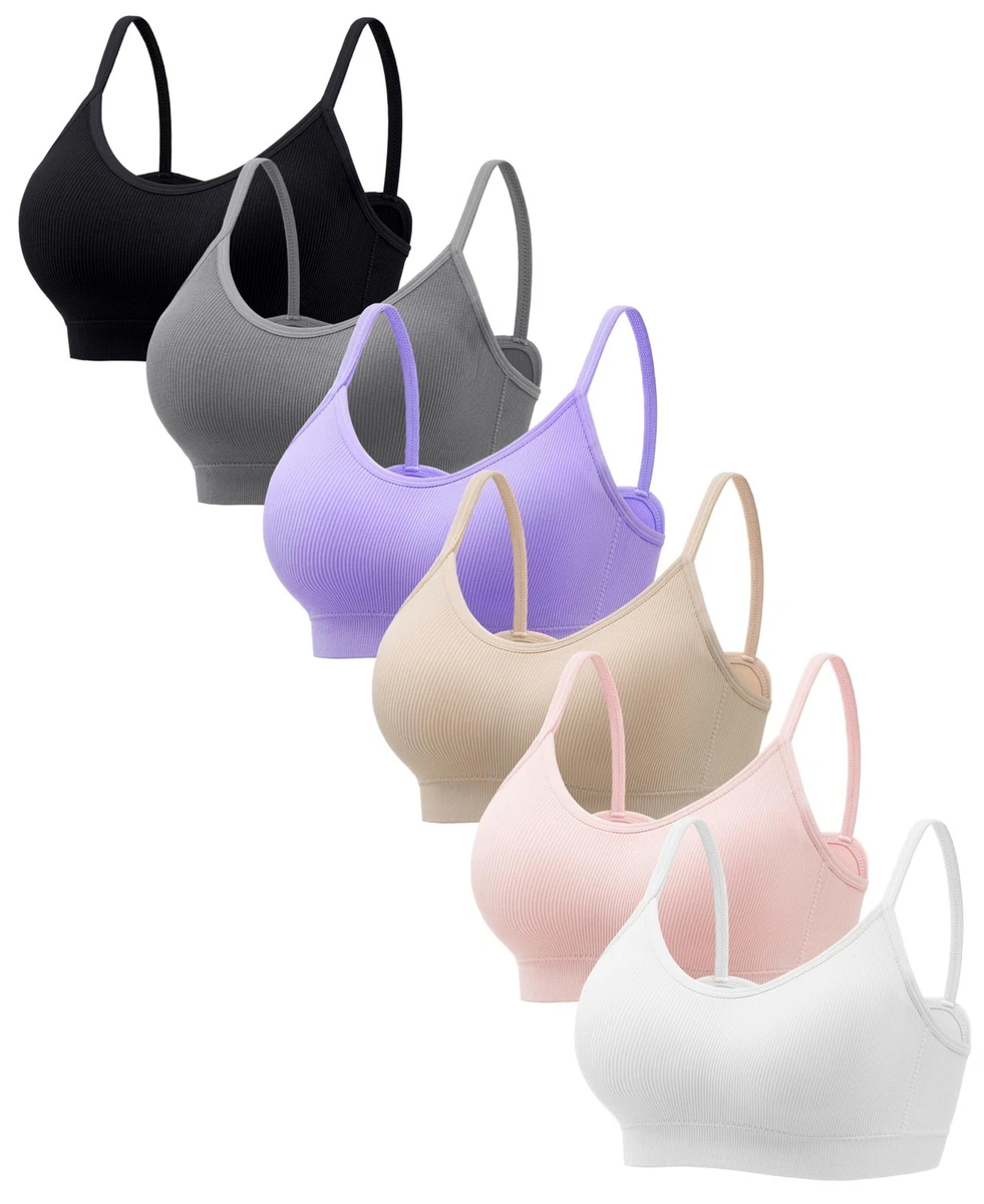 5 Pack Women's Sports Bras Wireless Seamless Padded Bralettes – No Purple