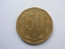 CHILE: 50 pesos 2000 Km# 219.2 VF