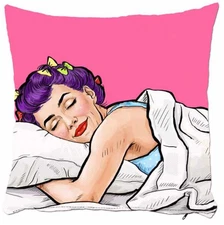 Pop Art Girl Pillow Cover, Modern Decorative Cushion, Pop Art Teen Bedroom Decor