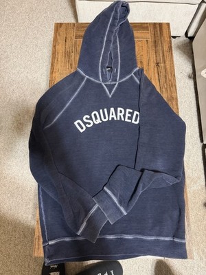 Dsquared2 Blue Logo Hooded Cotton Pullover Hoodie XL Men's Designer Knit