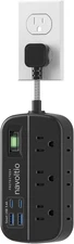 Short Extension Cord Surge Protector, 6 AC Outlets with 4 USB Fast Charge (5V/3.