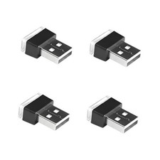 4PCS/Set USB LED Car Interior Atmosphere Lamp, Portable Mini Vehicle White Blue