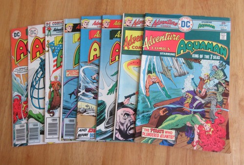 Run of *8* 1975-76 ADVENTURE COMICS/AQUAMAN! #441-447, 449 (VF) Bright & Glossy!