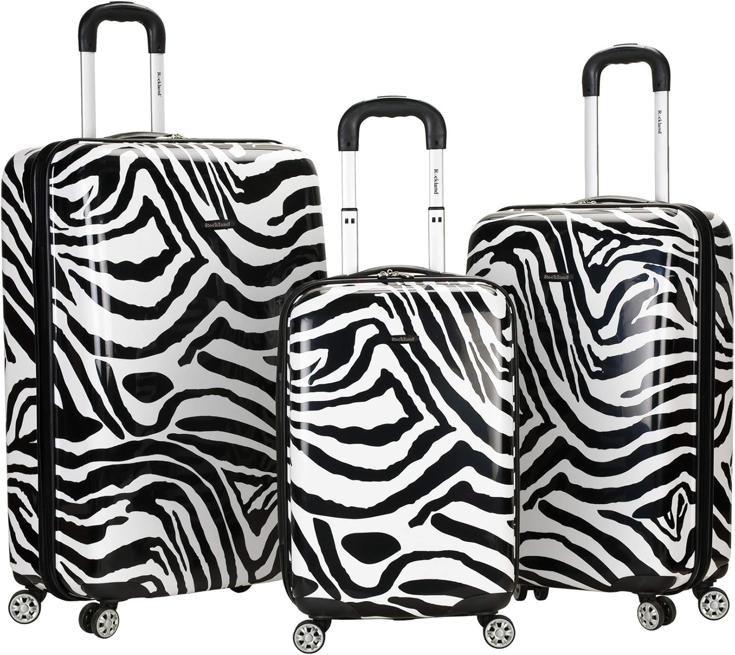 Safari Hardside Spinner Wheel Luggage, Zebra, 3-Piece Set (2