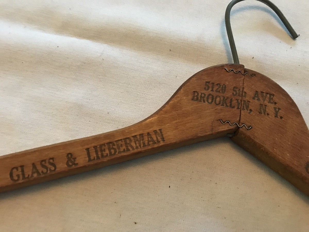 GLASS & LIEBERMAN Clothier Vintage Wood Hanger, Brooklyn, New York