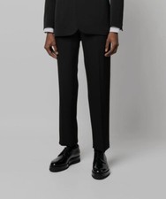  1399 Brioni Men's Black Wool Regular-Fit Tuxedo Suit Dress Pants Size 56R