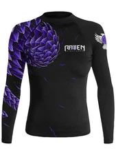 Raven Fightwear Women's Power Pangolin BJJ Rash Guard MMA Black/Purple 