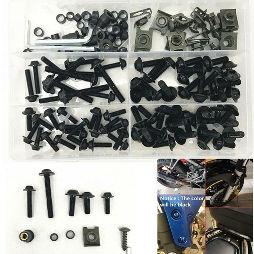 Universal Motorcycle Faring Body Work Bolt Kit Fender Screw Clip M6 M5 177Pcs - Picture 1 of 11