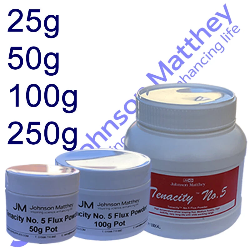 Johnson Matthey Tenacity No. 5 Flux Powder - 25g Bag, 50g, 100g, 250g Pots