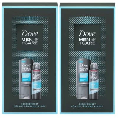 2 x Dove Men+Care Geschenkset mit Duschgel und Spray - 2 x Je 250ml + 150ml