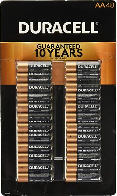 Duracell Coppertop Alkaline-Manganese Dioxide AA Battery, 1.5V, (Pack of 48)