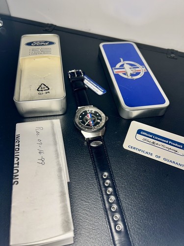 1999 Limited Edition Ford Mustang 35Th Anniversary Watch Leather Strap Rare NEW - Picture 1 of 8