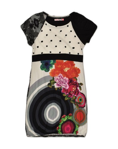 DESIGUAL Girls Basic Dress 13-14 Years White Floral Cotton TL04