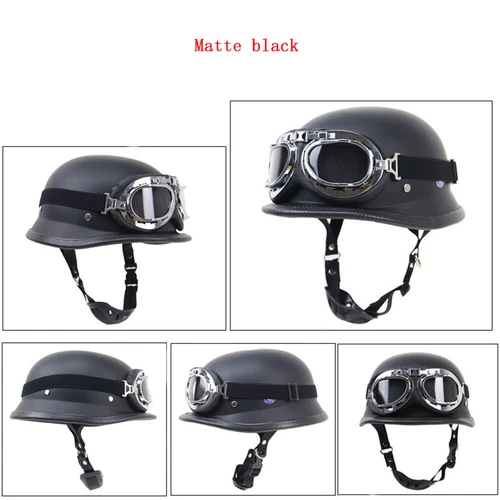 DOT German Style Motorcycle Half Helmet Pilot Goggles Chopper Cruiser-Scooter UK - Picture 8 of 14
