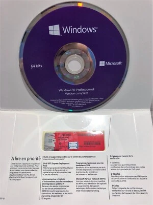 Windows 10 pro DVD 64bits DSP-OEI 22H2 licence key France