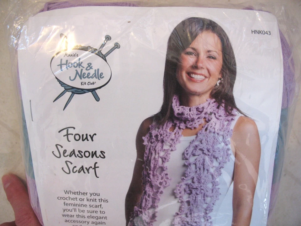 KIT GANCHO Y AGUJA Annie's Cuatro Estaciones Bufanda Femenina Crochet 2 Hilos Lavanda sk Foto 3 de 4