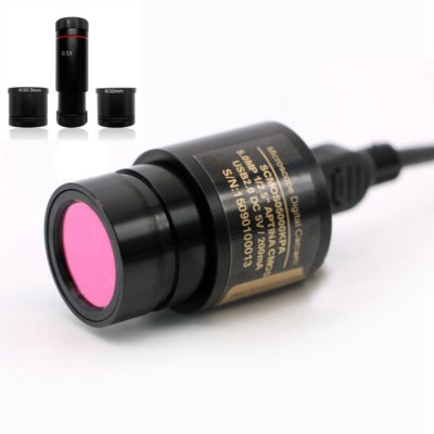 Microscope Camera USB 5MP Digital Eyepiece Ocular w/ 30mm 30.5mm Adapter Rings