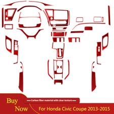 Interior Full Cover Decorative Kit Trim For Honda Civic Coupe 13-15 Carbon Fiber