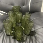 vintage anchor hocking soreno avocado green Glasses And Pitchers Set
